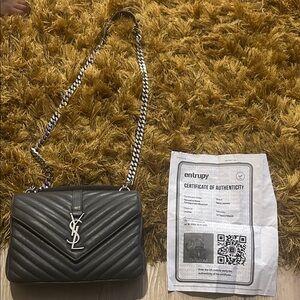 Yves Saint Laurent Black Chevron Shoulder Bag